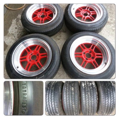 ขายแม็กมือ2 XXR ขอบ15 กว้าง8 ออฟ 20 4รู100+ ยางปี12 ราคา9,900 บาทถูก