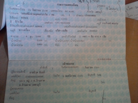 ขายด่วนๆเล่มทะเบียน พร้อมเอกสารชุดโอน HONDA CIVIC ปี1992 ขายด่วนๆเล่มทะเบียน พร้อมเอกสารชุดโอน HONDA CIVIC ปี1992