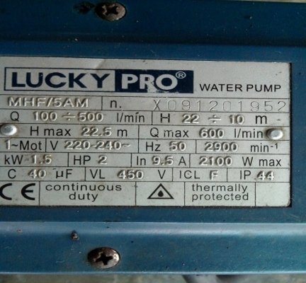 ขายปั่มน้ำมอเตอร์ Lucky Pro มือสอง ขายปั่มน้ำมอเตอร์ Lucky Pro มือสอง