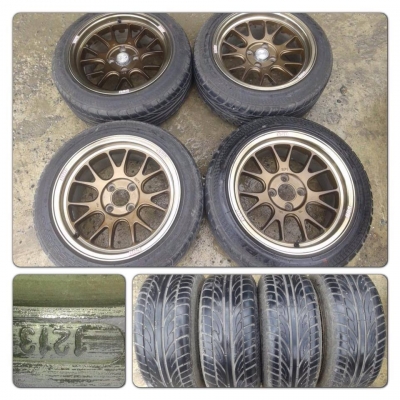 ขายแม็กมือ2 BBS BF1ขอบ15 กว้าง 8 4รู100+ยางปี13 ราคา 13,500 บาทถูก