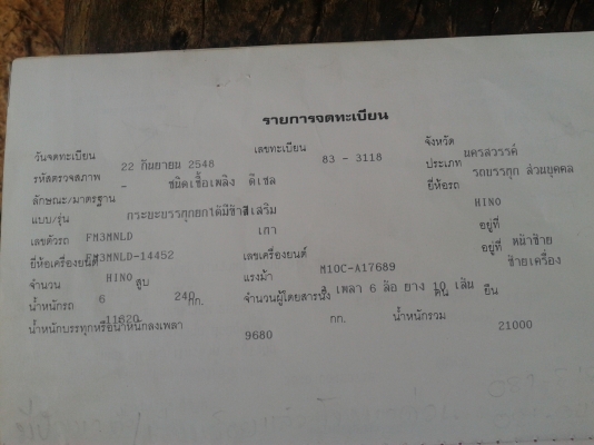 ขาย HINO FM3M สวยเดิมทั้งคัน ขาย HINO FM3M สวยเดิมทั้งคัน