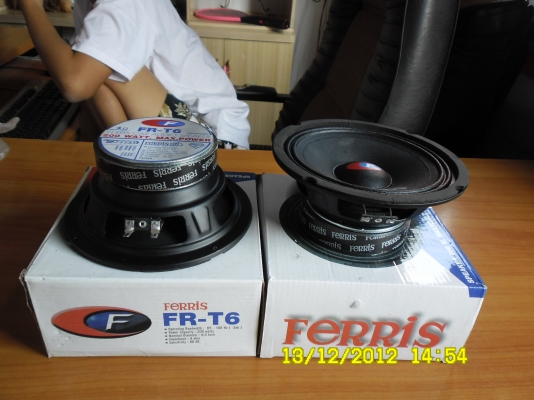 ขายลำโพง 6" ferris รุ่น fr.t6  ของใหม่ซื้อมาไม่ได้ใช้