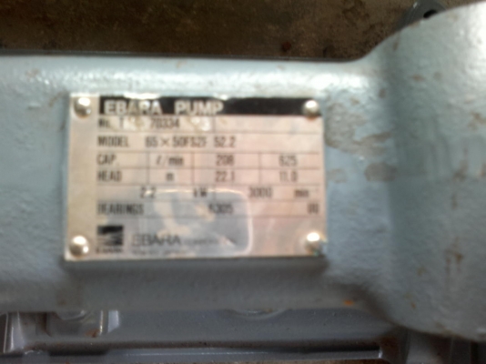 ขายปั้มน้ำหอยโข่งเก่าญี่ปุ่นยี่ห้อ EBARA ขนาด เข้า 2.5 ออก 2 นิ้ว พร้อมมอเตอร์ 3 แรงไฟ 380 v สภาพสวยมากๆ ขายปั้มน้ำหอยโข่งเก่าญี่ปุ่นยี่ห้อ EBARA ขนาด เข้า 2.5 ออก 2 นิ้ว พร้อมมอเตอร์ 3 แรงไฟ 380 v สภาพสวยมากๆ