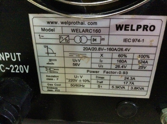 ขายตู้เชื่อม Inverter ยี่ห้อ Welpro รุ่น welarc160