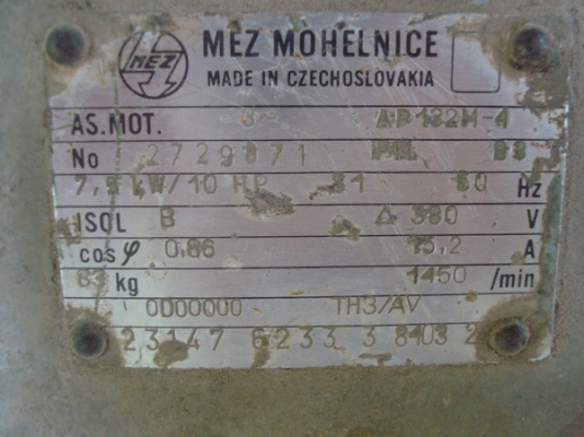 ขาย มอเตอร์ mez mohelnice 3 เฟส ขนาด 10 แรง ราคาถูก