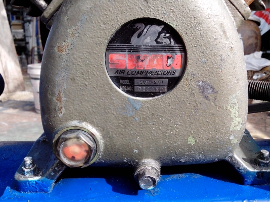 ปั๊มลมSWANสองสูบมือสอง รุ่น SVP-201 มอเตอร์ 1 แรง 220 V. ใช้ไฟบ้าน ความจุ 85 ลิตร