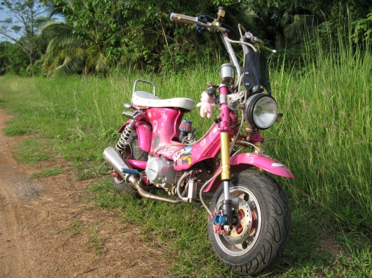 chaly สีชมพู เครื่อง110 สตาร์ตมือ ท่อนิตโต้ สุพรรณบุรี