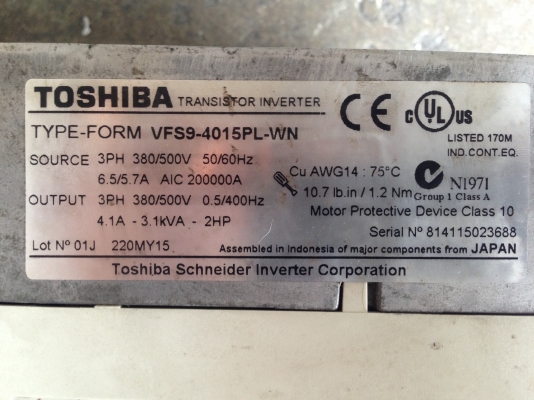 ขาย Inverter Toshiba 2 HP. 380 V สภาพสวย พร้อมใช้งาน มี2 ตัวครับ ขาย Inverter Toshiba 2 HP. 380 V สภาพสวย พร้อมใช้งาน มี2 ตัวครับ
