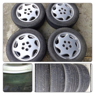 ขายล้อแม็กซ์เดิมขอบ14 Toyota ท้ายโด่ง 5รู100 + ยาง ราคา 2,700 บาทถูก