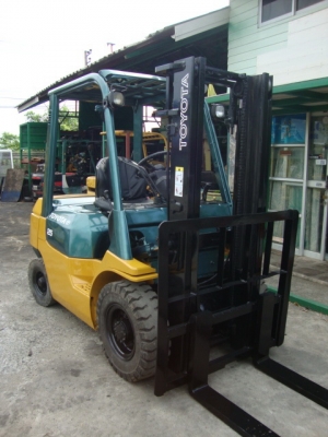 ขายด่วน !!! ขายรถโฟล์คลิฟท์ TOYOTA  7FD25   (รถนอกนำเข้า สภาพดี)  เครื่องยนต์ดีเซล  เกียร์ออโตเมติค  เสาสูง  3  เมตร  งายาว 1,070  มม.  ยางตัน  สนใจราคาคุยกันได้