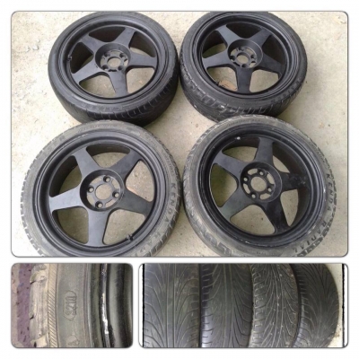 ขายแม็กมือ2ลาย EVO ขอบ17 4รู100+ ยางปี 10 ราคา9,500 บาทถูก