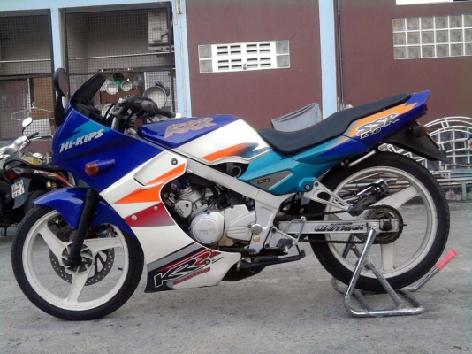 ขออนุญาติขาย Kawasaki KR 150 cc. สีน้ำเงินขาว ล้อแม็ก