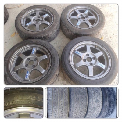 ขายล้อแม็กมือ2 TE37 ขอบ15 4รู100+ยาง 10,900 บาทราคาถูก