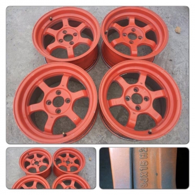 ขายแม็กมือ2 TE37v สีส้ม ขอบ 15 กว้าง 8 4 รู100ราคา 8,800 บาทถูก