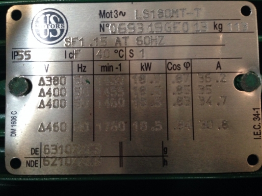 ขายมอเตอร์ US motor 25 HP. 380V 1450 RPM. made in USA เป็นของใหม่อยู่ในลัง พร้อมใช้งาน มีหลายตัวครับ