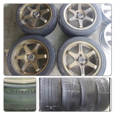 ขายแม็กมือ2ขอบ16 TE37 4รู100 + ยางปี10 ราคา 10,300 บาทถูก