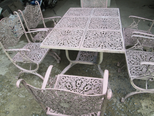 โต๊ะอัลลอยชุดใหญ่   ลายสวยมากๆๆ   เก้าอี้ 6 ตัว  12900บาท