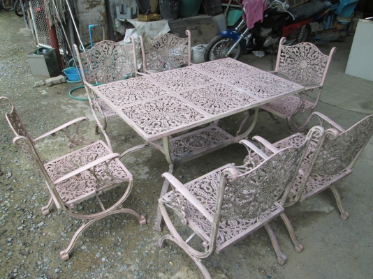 โต๊ะอัลลอยชุดใหญ่   ลายสวยมากๆๆ   เก้าอี้ 6 ตัว  12900บาท