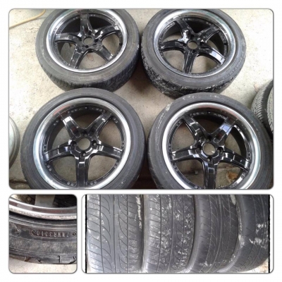 ขายแม็กมือ2ลาย 5 ก้าน ดำขอบเงา ขอบ17 4รู100+ ยางปี10 ราคา 6,900 บาทถูก