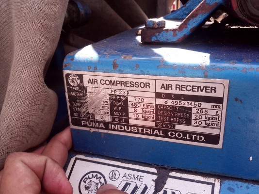 ขายปั้มลม PUMA 3HP ถัง 265 ลิตร มอเตอร์มิตร์ซู 3 สาย มือสองครับ ขายปั้มลม PUMA 3HP ถัง 265 ลิตร มอเตอร์มิตร์ซู 3 สาย มือสองครับ