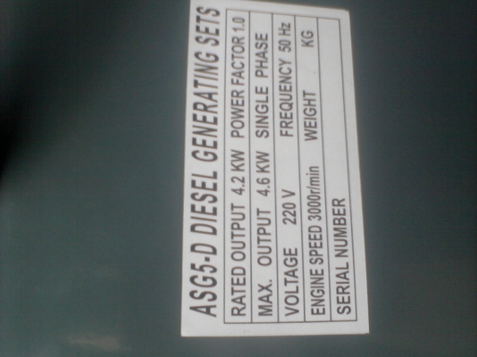 ขายเครื่องปั่นไฟใหม่นำเข้า ASHITA ASG5-D KVAราคา35000บาท(0801153032) ขายเครื่องปั่นไฟใหม่นำเข้า ASHITA ASG5-D KVAราคา35000บาท(0801153032)