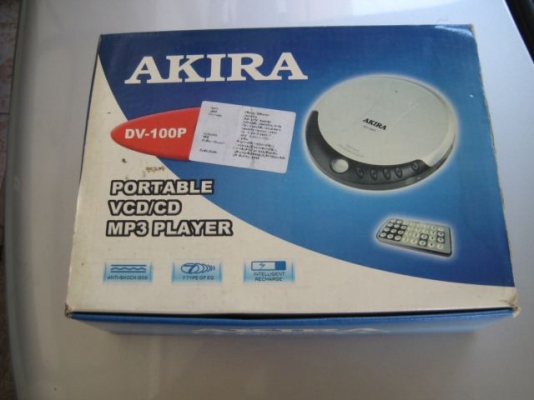 ขายเครื่องเล่นVCD CD MP3พกพา AKIRA DV- 100P สภาพสวย สมบูรณ์ พร้อมสาย รีโมท อะแด็ปเตอร์ พร้อมกล่อง450 บาท พร้อมส่ง