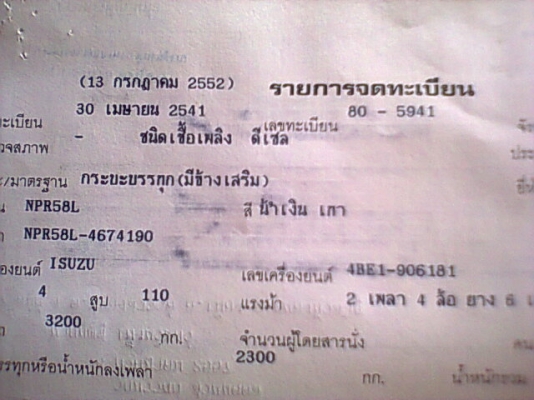 ขาย 6 ล้อ NPR58L เครื่อง 4BE1 110 แรงม้า คัสซีสวยตลอดเส้น เครื่องแน่นไม่มีไอ เกียร์สั้น ยกหัวได้ ยางใหม่ 6 เส้น พวงมาลัยพาวเวอร์ ทะเบียนเต็มพร้อมโอน