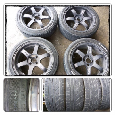 ขายล้อแม็กซ์มือ2ขอบ16 TE37SL 4รู100 + ยางปี10 ราคา 9,900 บาท