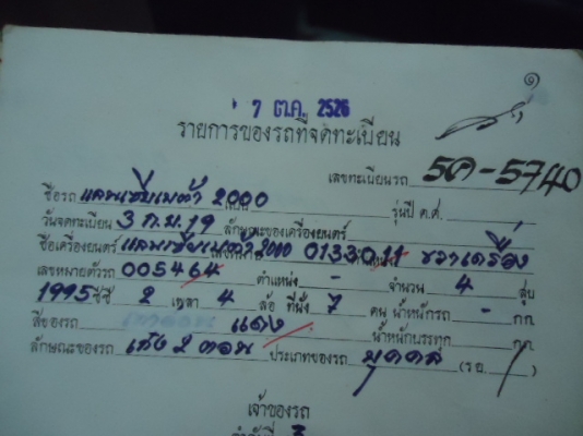 ขายเล่มทะเบียนรุ่นเก่า รถLANCIA 4สูบ 1995 CC ราคา 1,300.-