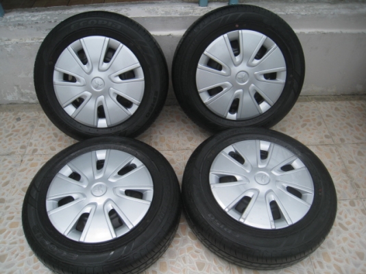 ขายกะทะล้อ Mitsubishi attrage ป้ายแดง ขอบ14 4รู100 +ยางปี13 สนใจติดต่อเล็กคลองสามครับ (081-3747940)