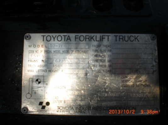 ขายรถยก toyota 42-7fg35 lpg ยกสูง 6 เมตร ขายรถยก toyota 42-7fg35 lpg ยกสูง 6 เมตร