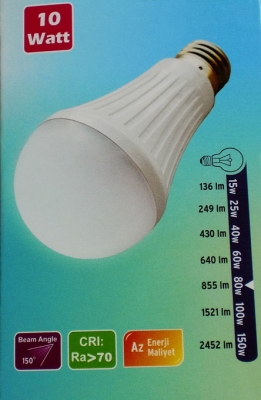 หลอด LED ราคาประหยัด  (10W)   มี 2 แสงให้เลือก แสงขาว แสงเหลือง