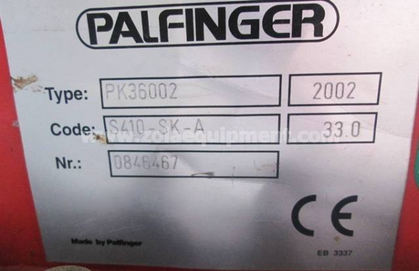 เครนพับ PALFINGER รุ่น PK36002 เก่ายุโรป น้ำหนักยกประมาณ 11.96 ตัน,ความยาวยืดได้ 20.5 เมตร