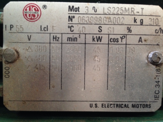 ขายมอเตอร์ US motor 60 HP. 2800 RPM. 380 V Made in USA ของใหม่ เก่าเก็บ ไม่เคยใช้งานครับ