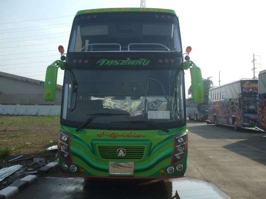 รถบัสพัดลม 12 เมตร Benz สีเขียวดำ