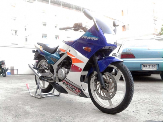 ขออนุญาติขาย Kawasaki KR 150 cc. สีน้ำเงินขาว ล้อแม็ก