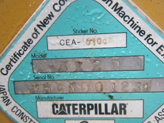 รถแบคโฮ ยี่ห้อ CAT รุ่น 312D รถออกห้างเมโทร