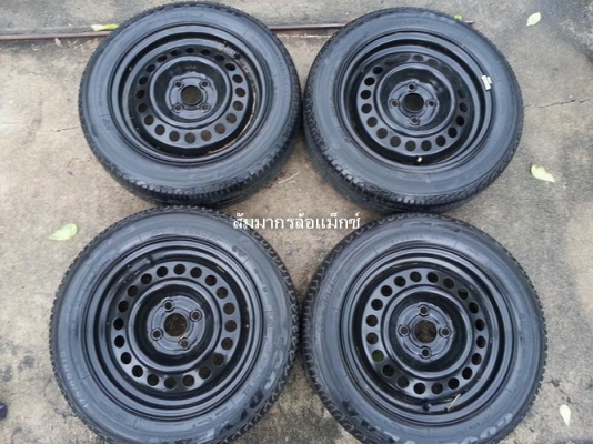 กะทะ15" 4รู100 + ยาง Goodyear 175/65/15 ปี10 ดอกพอใช้