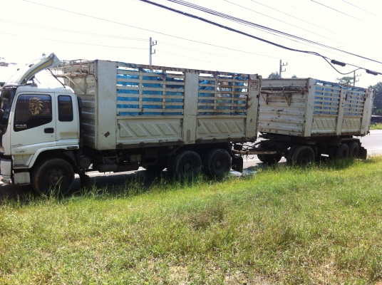 ขายรถพ่วง 22 ล้อ 2 เพลา แม่-ลูก กระบะเหล็กคอกเกษตรดั้ม ISUZU FXZ DECA 270 แม็คโหลด ปี.50 ราคาย้อมๆ สนใจโทร