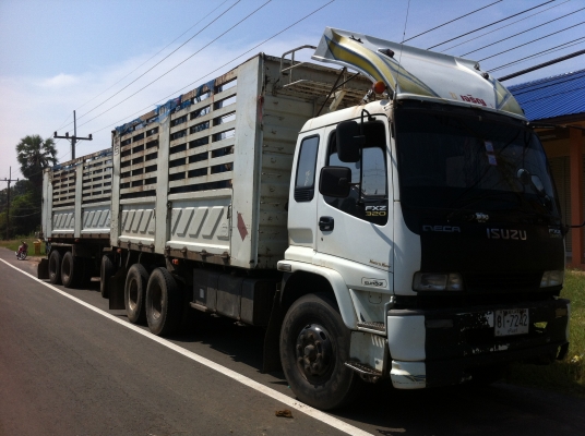 ขายรถพ่วง 22 ล้อ 2 เพลา แม่-ลูก กระบะเหล็กคอกเกษตรดั้ม ISUZU FXZ DECA 270 แม็คโหลด ปี.50 ราคาย้อมๆ สนใจโทร