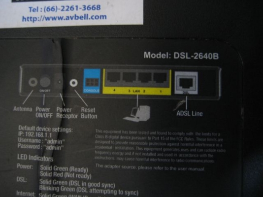 ขาย wireless Router D-Link DSL-G604T adsl 4 port ครบทุกอย่างในตัวเดียว มือสองใช้งานปกติ เป็น All in one คือมีทั้ง Modem ADSL + HUB 4 Port + Wireless พร้อมอะแดปเตอร์ ราคา 450 พร้อมส่ง ขาย wireless Router D-Link DSL-G604T adsl 4 port ครบทุกอย่างในตัวเดียว มือสองใช้งานปกติ เป็น All in one คือมีทั้ง Modem ADSL + HUB 4 Port + Wireless พร้อมอะแดปเตอร์ ราคา 450 พร้อมส่ง