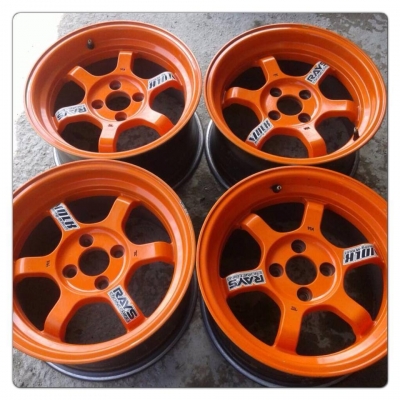 ขายแม็กมือ2 TE37v สีส้ม ขอบ 15 กว้าง 8 4 รู100ราคา 8,300 บาทถูก