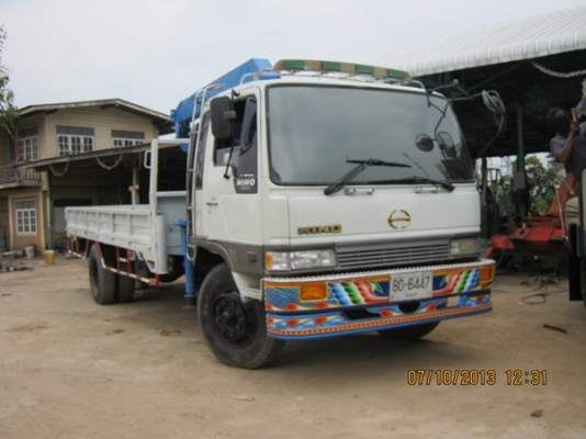 ขายรถบรรทุกหกล้อฮีโน่หัวสิงห์ไฮเทคเครื่อง HO6C -T เครื่อง-200 แรงม้า รถประกอบ ติดเครนทอนาโด 4ตัน ท้อ