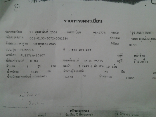 HINO สิบล้อเพลาเดียว มีเล่ม ขายตามสภาพ