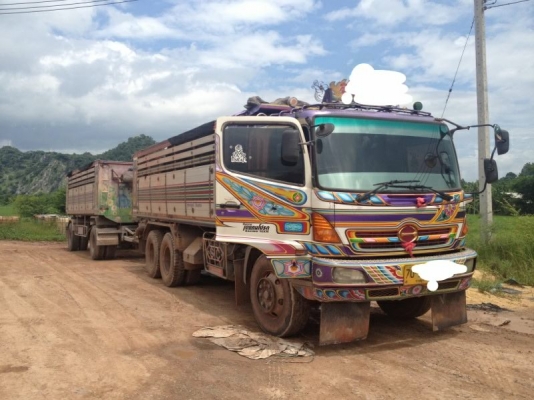 ขายรถ 18 ล้อพ่วงแม่-ลูกดัมพ์ HINO MEGA 260 ปี 2548 ลูกพ่วง 2 คานแท้ดัมพ์กระบะอะลูมิเนียมอู่ซุ่นชัยคอกเสมอหัว ราคา 2150000