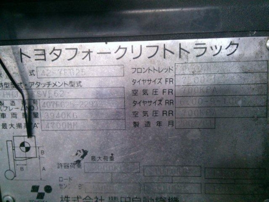 ขายรถฟอร์คลีฟท์ TOYOTA 7FG25 เสา3เมตร เสาเข้าตู้ งาสไล้ด์ได้ สภาพดีมากๆ  ติดต่อมานะ 085-9049669