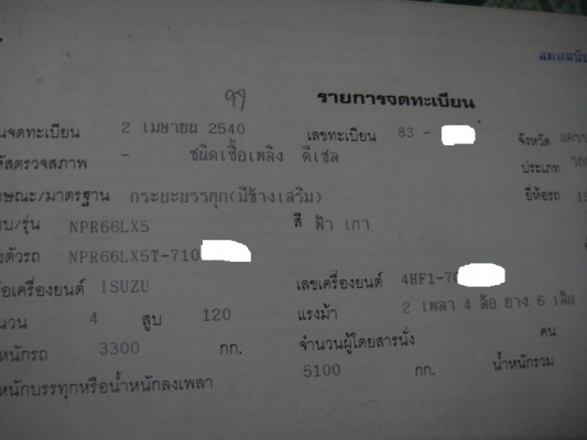 ขาย ISUZU NPR 120 แรง ยาว 4.3 เมตร รถห้างแท้ จดปี40