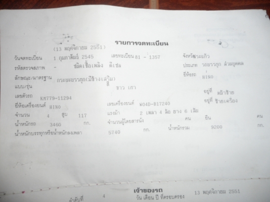 ขายด่วน หก 6 ล้อช่วงยาว HINO KM 779 เครื่อง 117 แรง