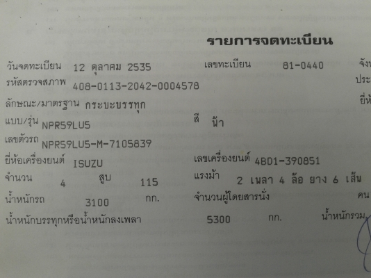 ขาย NPR 115 แรง Fหน้า-หลัง ปี35 ขาย NPR 115 แรง Fหน้า-หลัง ปี35
