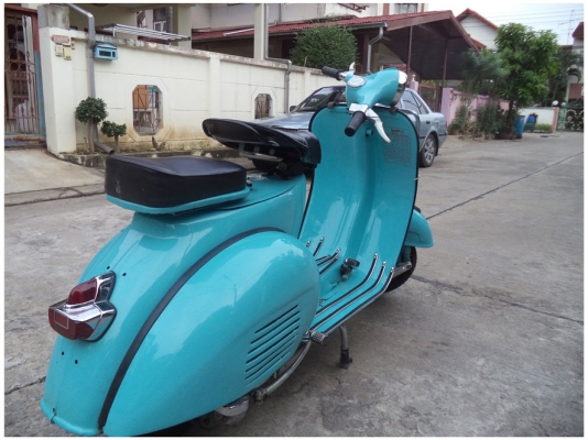 Vespa 64 สีฟ้า ตระแกรงหน้า แนวๆ Vespa 64 สีฟ้า ตระแกรงหน้า แนวๆ